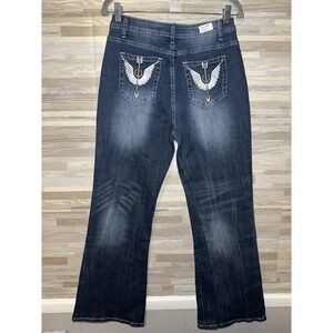 Women's Flare Jeans Mid Waist Wide Leg Baggy Jean Stretchy Denim #L